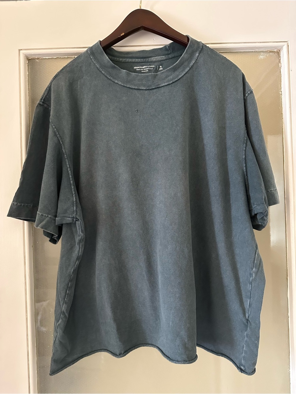 Abercrombie & Fitch Washed Slate Blue Short Sleeve Cropped Tee